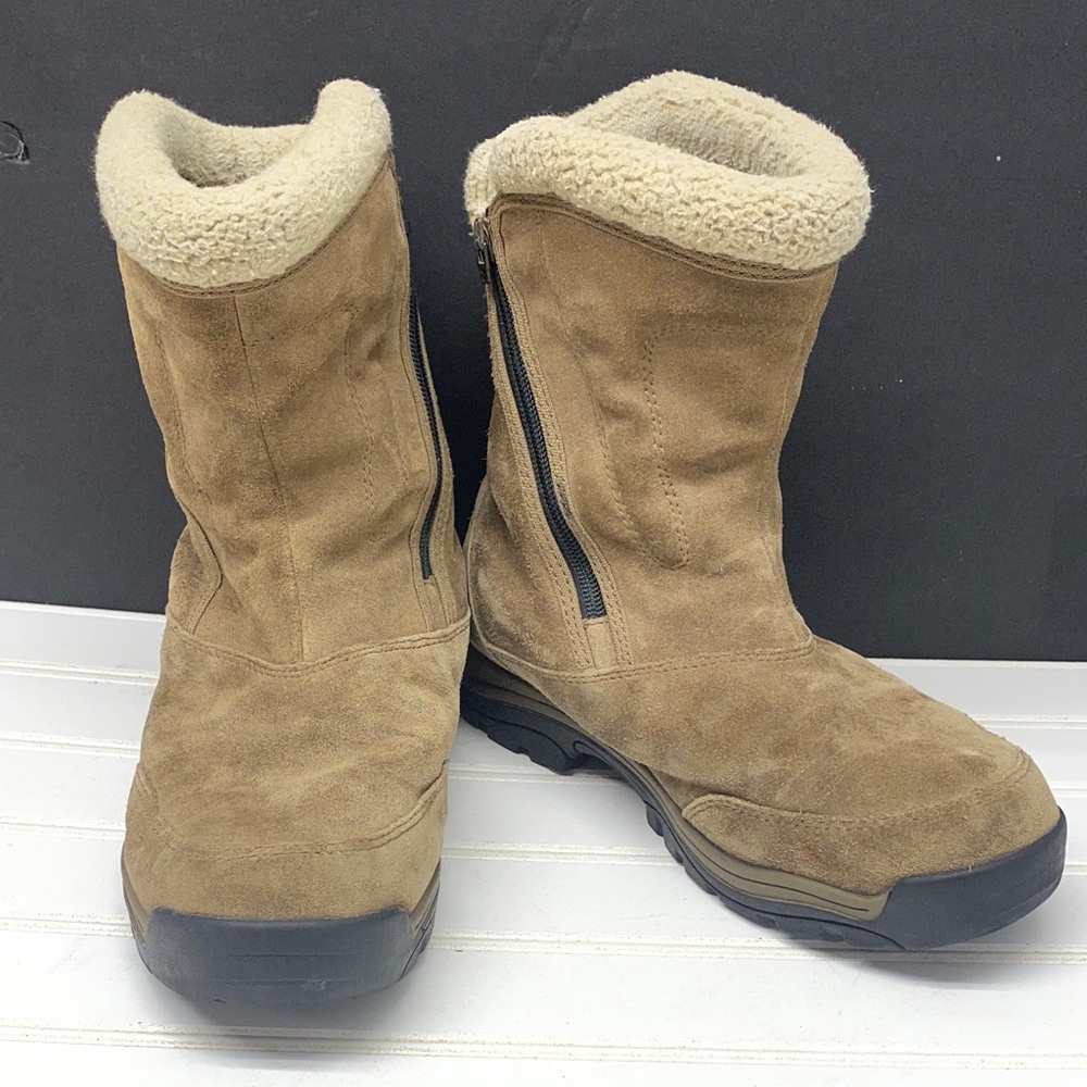 Sorel Water Fall Tan Suede Zip Boots Size 9
